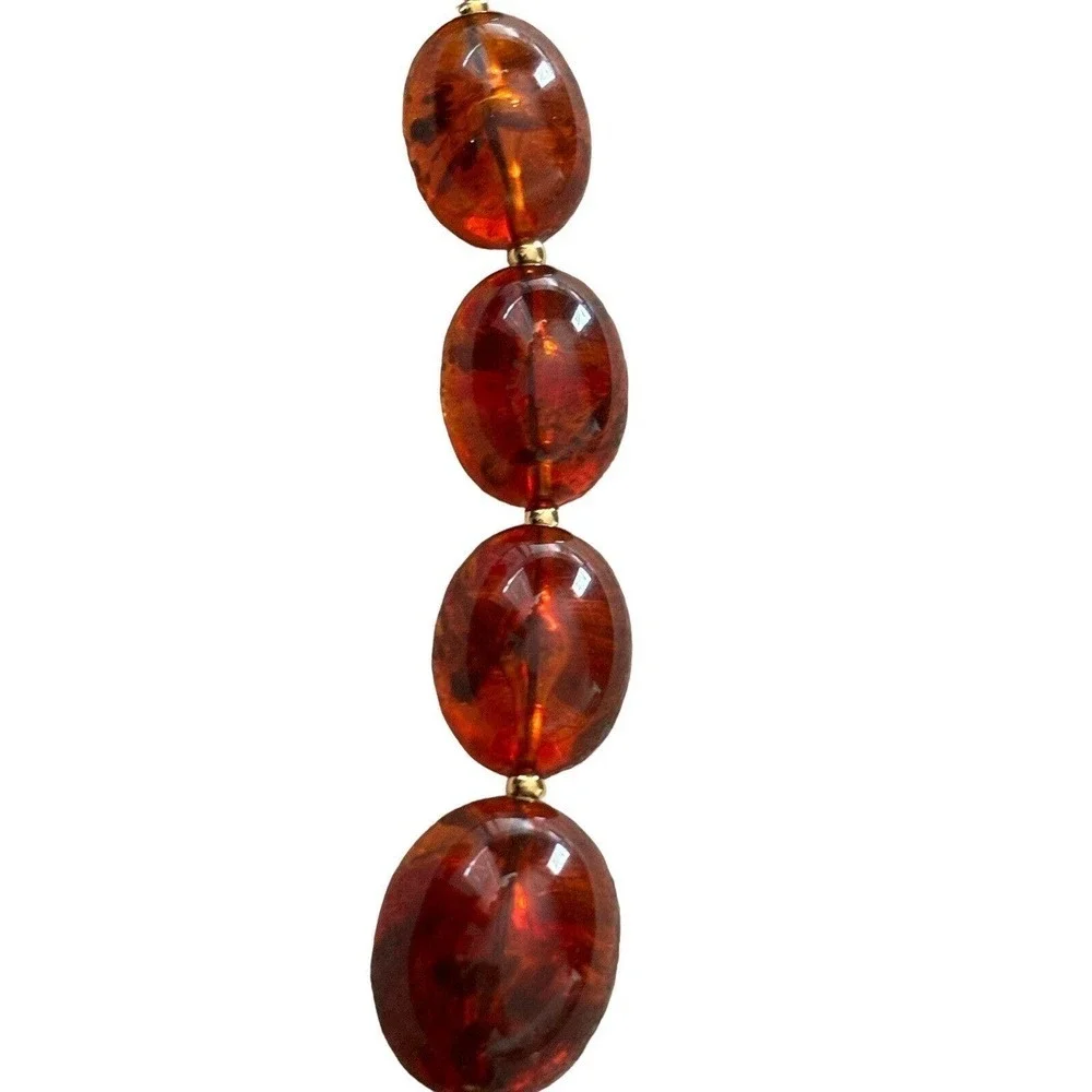 Fabulous Joan Rivers Faux Amber Goldtone Vintage Necklace 32”